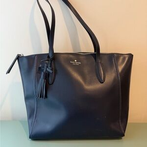 Kate Spade New York Kali Large Leather Zip Tote Bag - Nightcap Navy